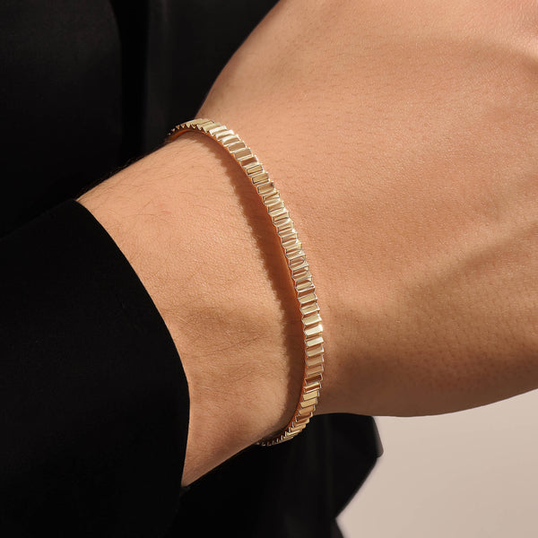 Men's Solid Gold Gear Cuff Bracelet