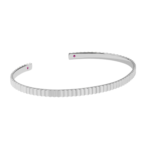 925 Sterling Silver Gear Cuff Bracelet with Ruby Details