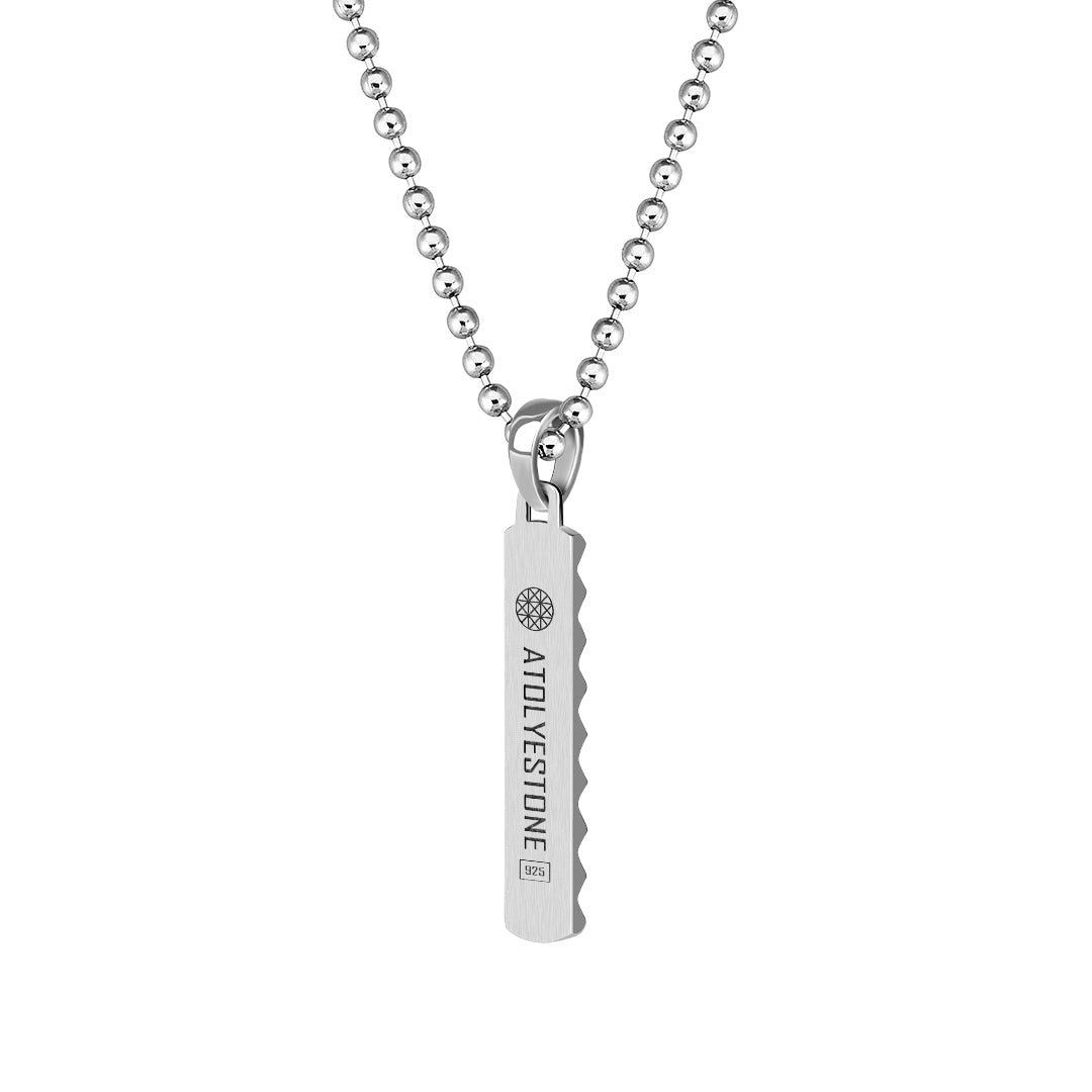 925 Solid Silver Gear Tag Necklace for Men