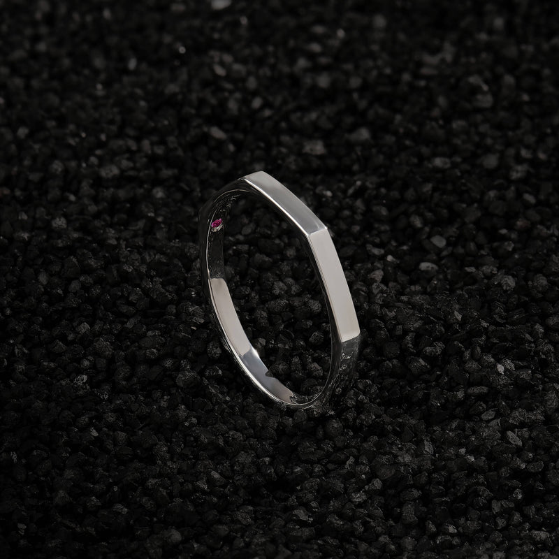Geometric Band Ring in Silver