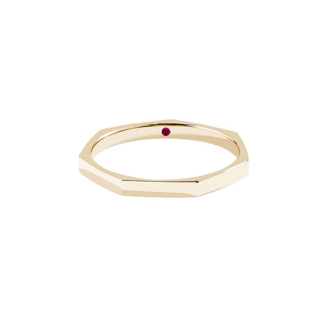 Men's Geometric Band Ring in Solid Yellow Gold