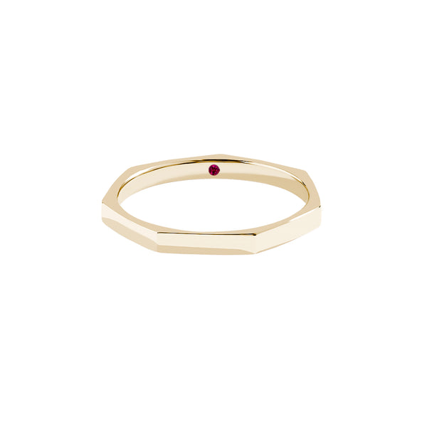 Men's Geometric Band Ring in Solid Yellow Gold