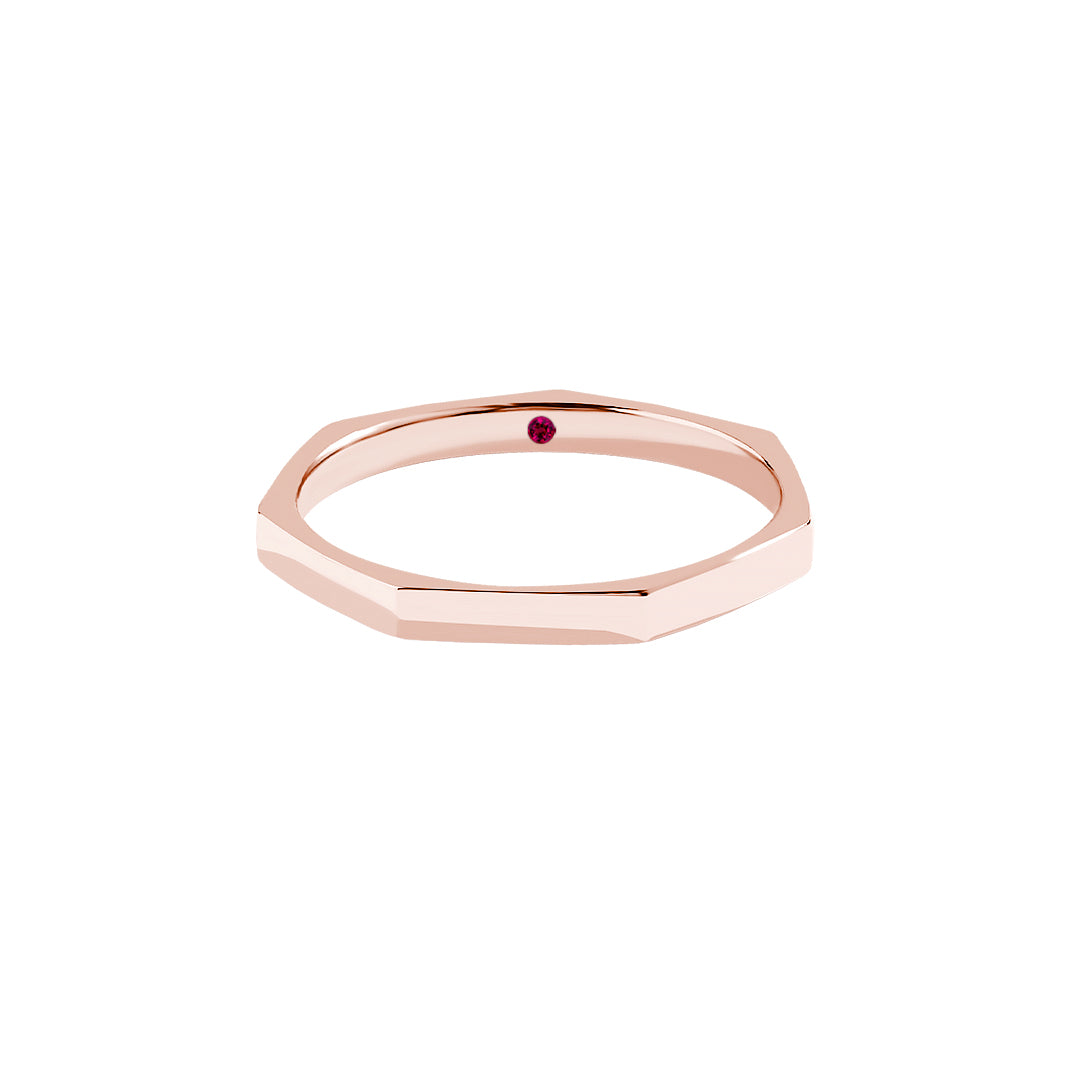 Men's Geometric Band Ring in Solid Rose Gold