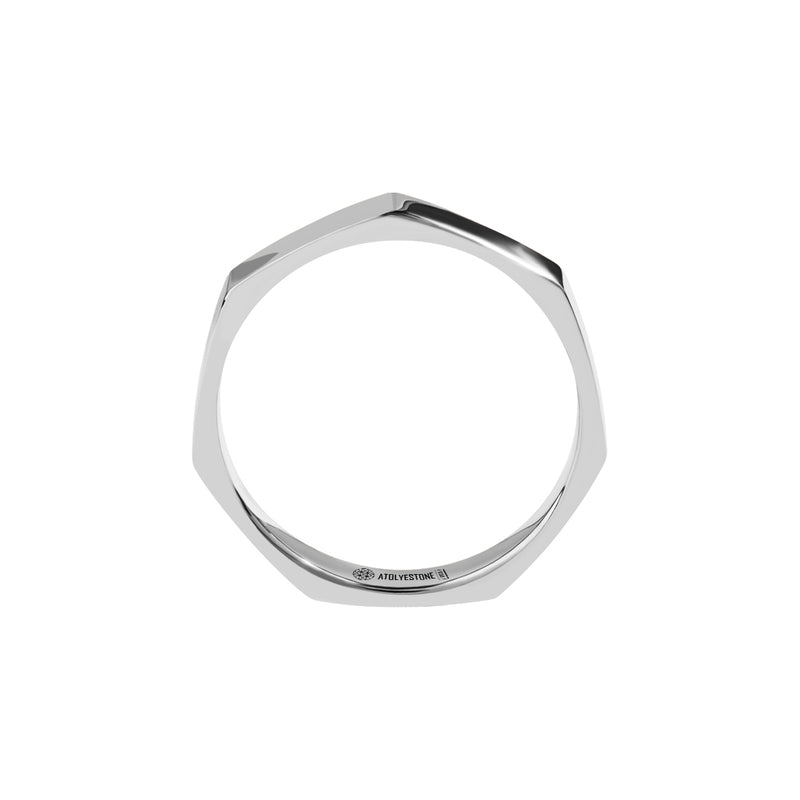 Geometric Band Ring in Silver