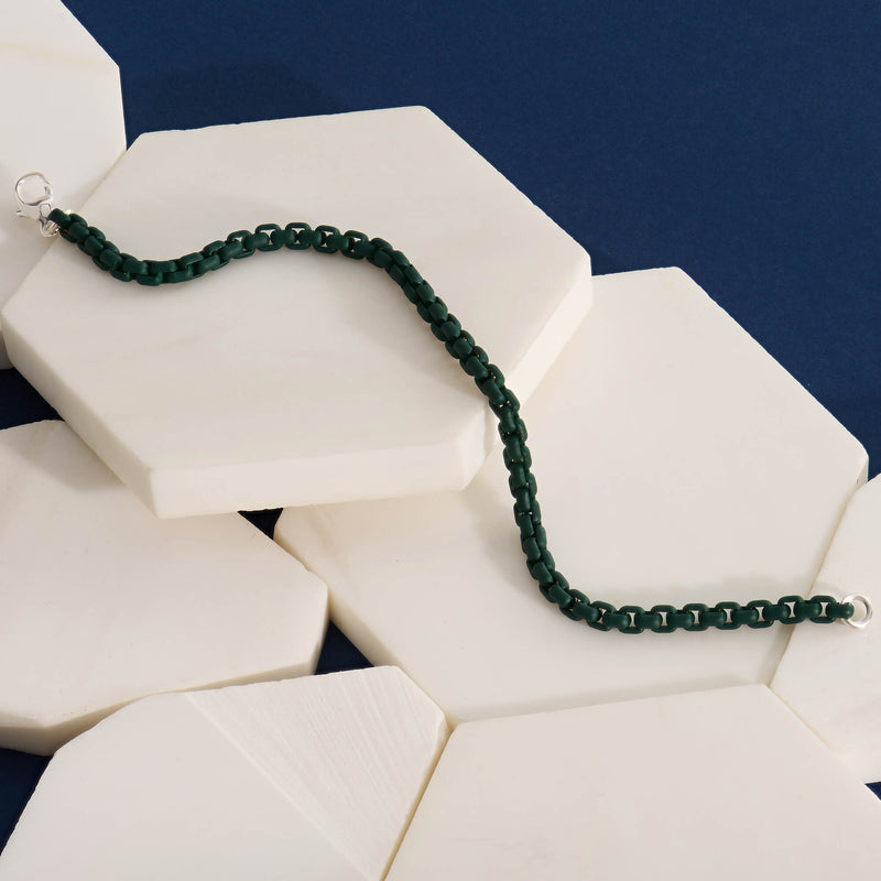 Atolyestone Box Chain Bracelet in Green For Men