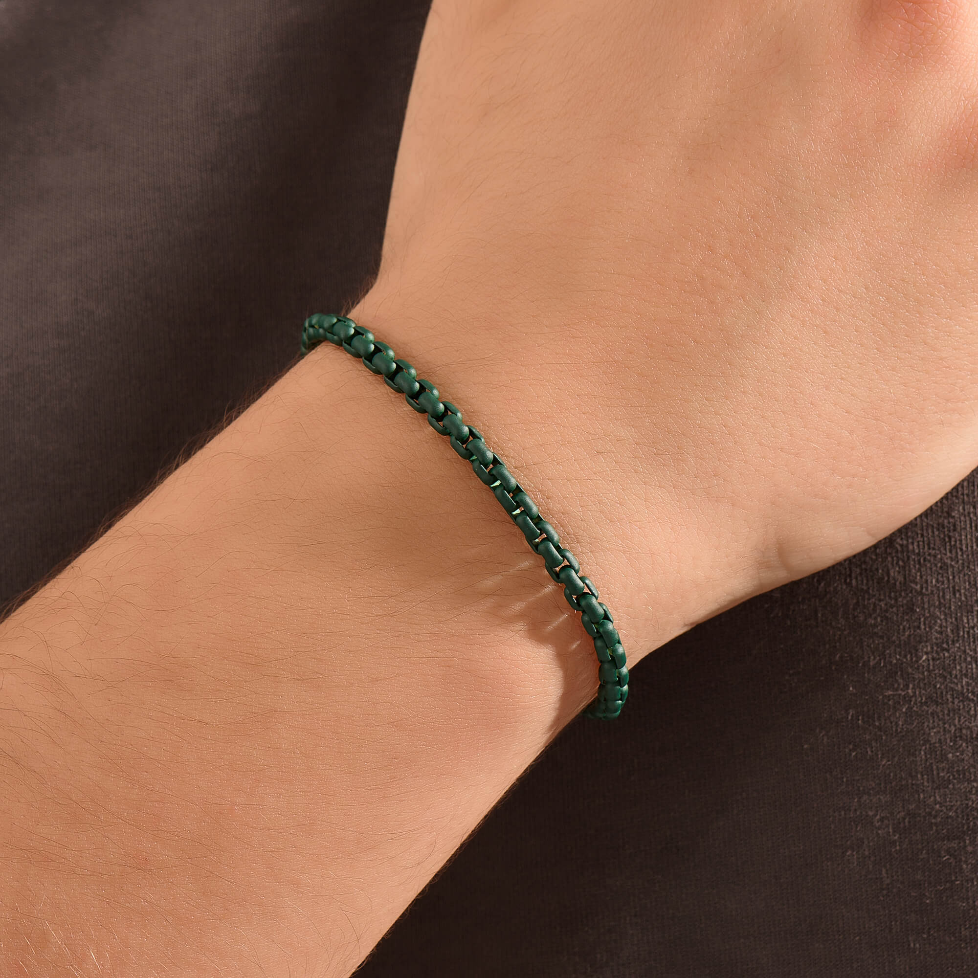 Men's Green Atolyestone Box Chain Bracelet