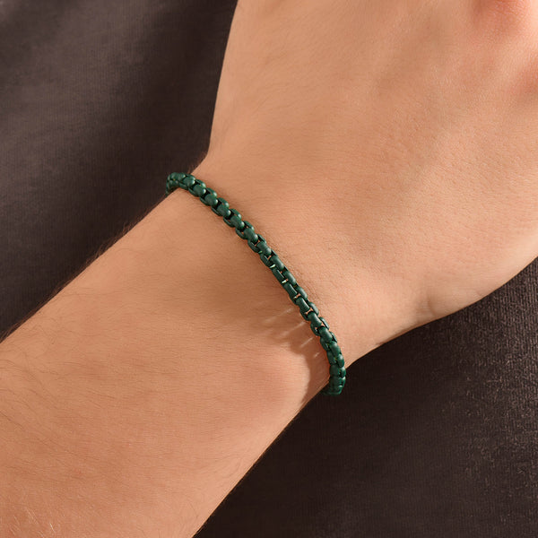 Men's Green Atolyestone Box Chain Bracelet