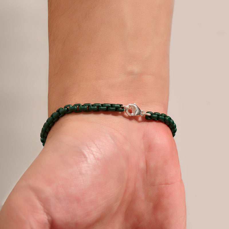 Atolyestone Green Ceramic Box Chain Bracelet for Men