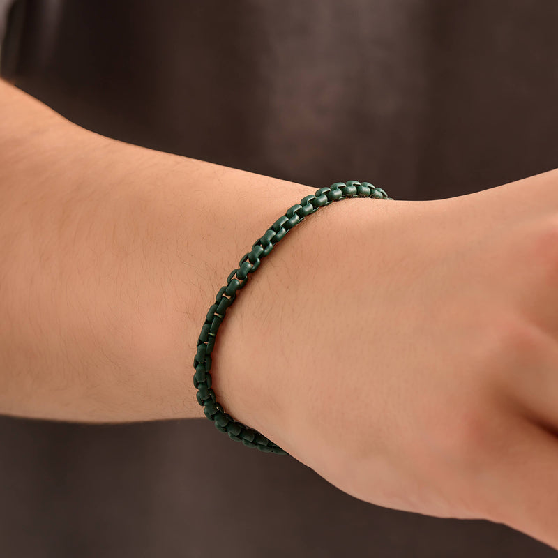 Men's Ceramic Box Chain Bracelet in Green