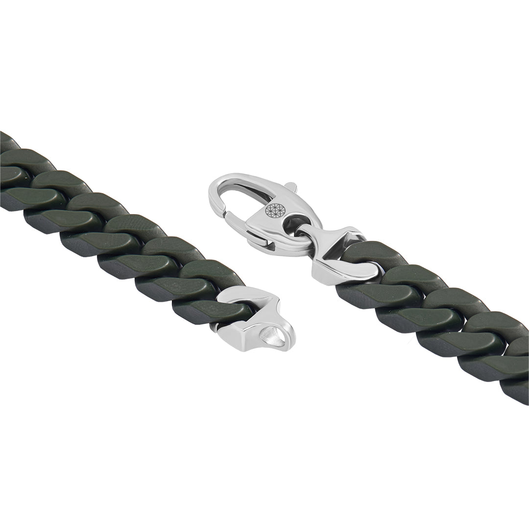 Atolyestone Green Ceramic Miami Cuban Links Bracelet with Solid Yellow Gold