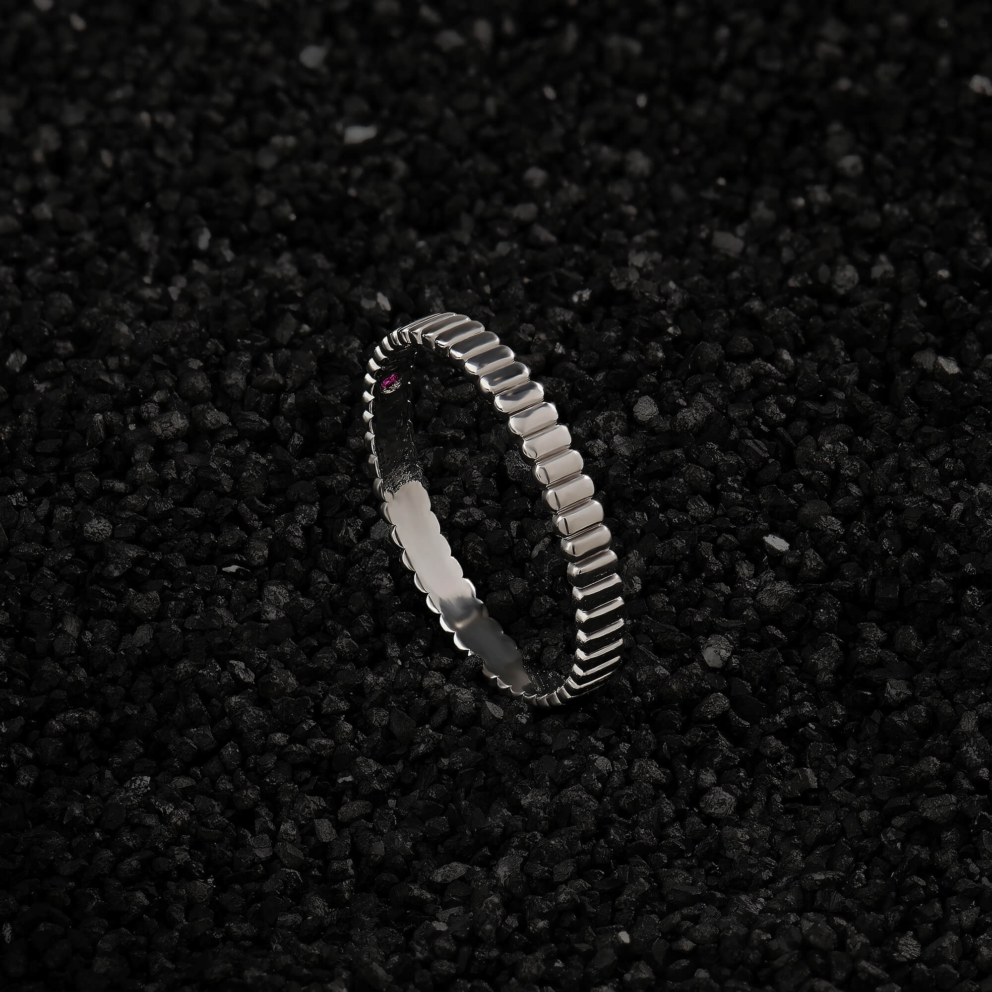 Men's Grosgrain Pattern Band Ring in Real Gold