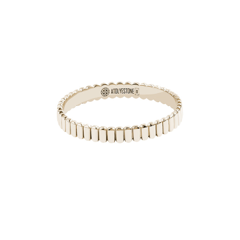 Men's Grosgrain Pattern Band Ring in Solid Gold