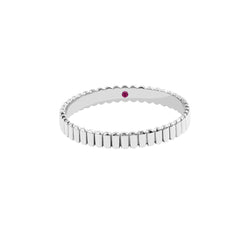 Men's 925 Sterling Silver Grosgrain Wedding Band Ring with Ruby Detail