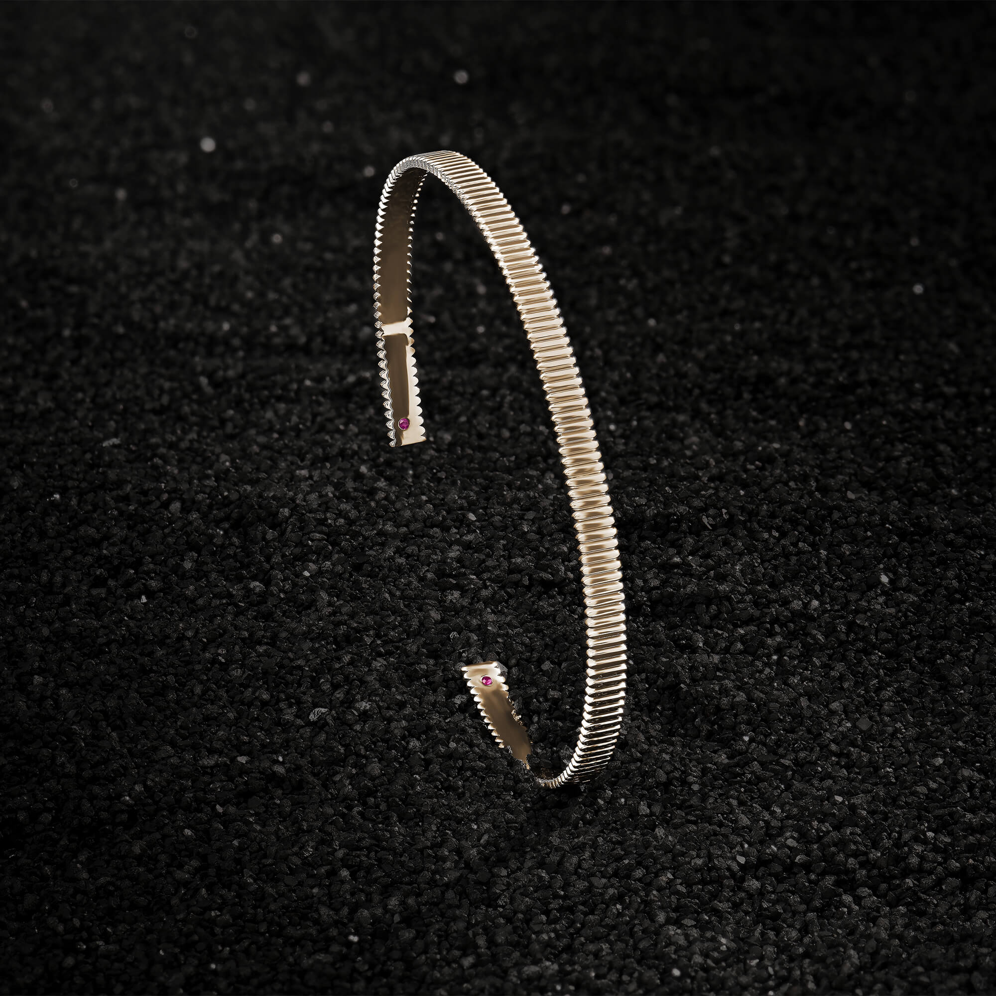 Men's 4.50mm Grosgrain Open Cuff Bracelet in Solid Yellow Gol