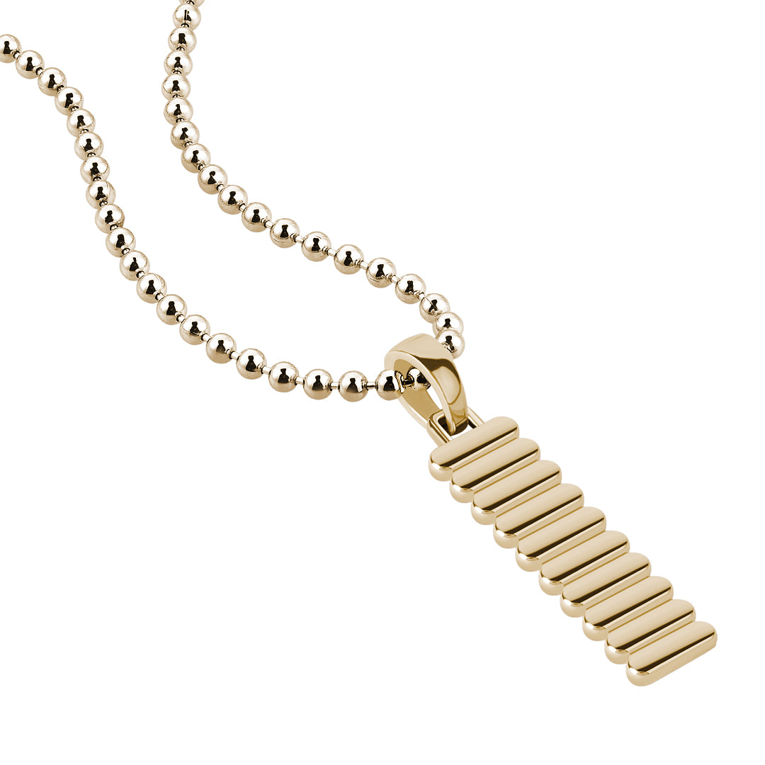 Men's Solid Gold Grosgrain Tag Necklace