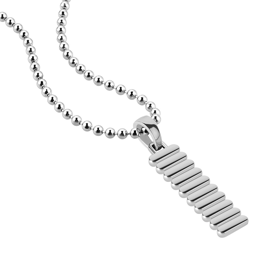Men's 925 Solid Silver Grosgrain Tag Pendant