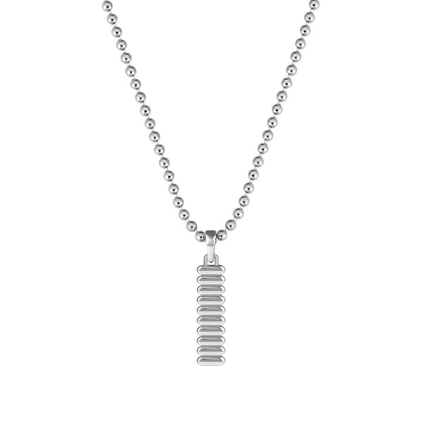 925 Solid Silver Grosgrain Pattern Tag Pendant