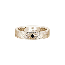 Men's Solid Yellow Gold Hammered 5mm Band Solitaire Ring