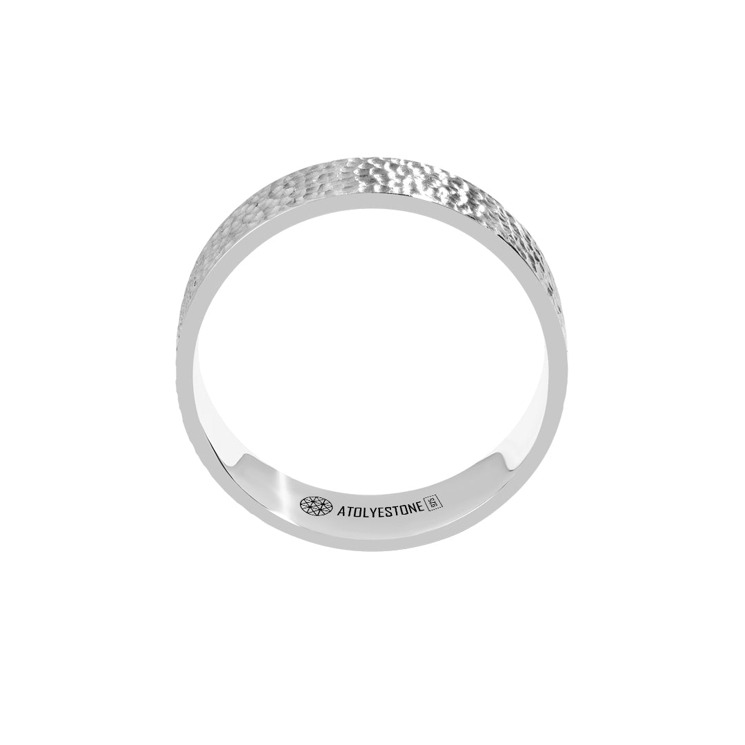 925 Sterling Silver Hammered Multi-Faceted Men Wedding Band