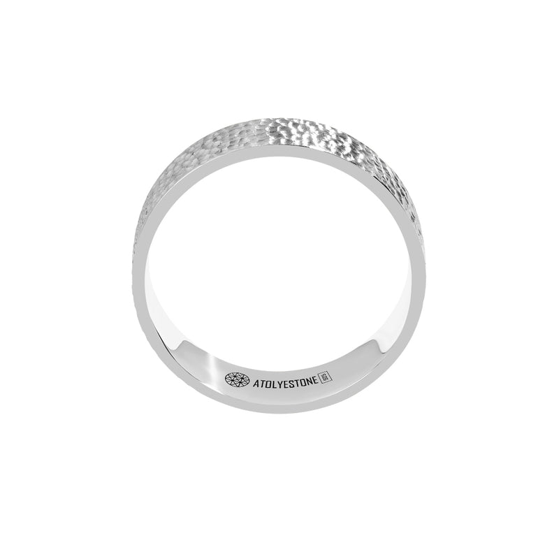 925 Sterling Silver Hammered Multi-Faceted Men Wedding Band