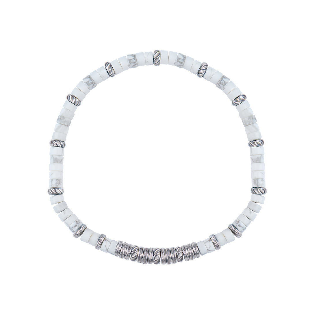 Men's Minimalist Howlite Heishi Beaded Bracelet
