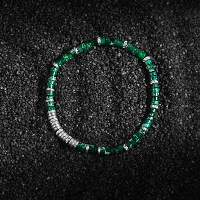 Natural Green Jasper Heishi Beads Bracelet