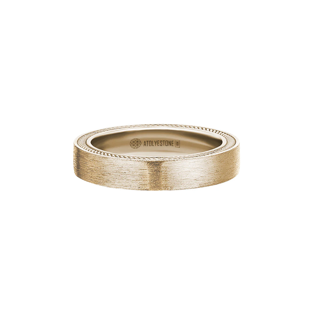Men's Solid Yellow Gold Hidden Rope Band Ring