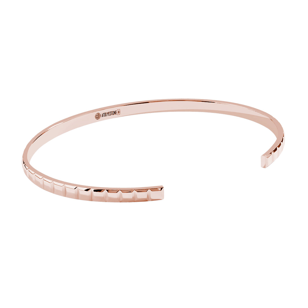 Solid Gold Ice Cube-Inspired Open Cuff Bracelet - Rose Gold
