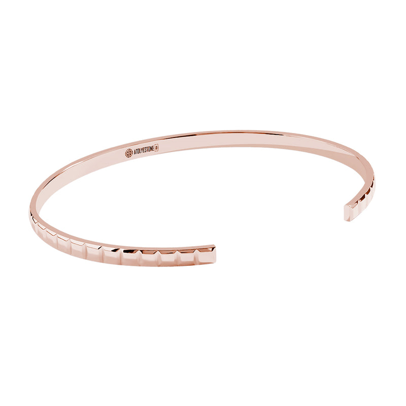 Solid Gold Ice Cube-Inspired Open Cuff Bracelet - Rose Gold