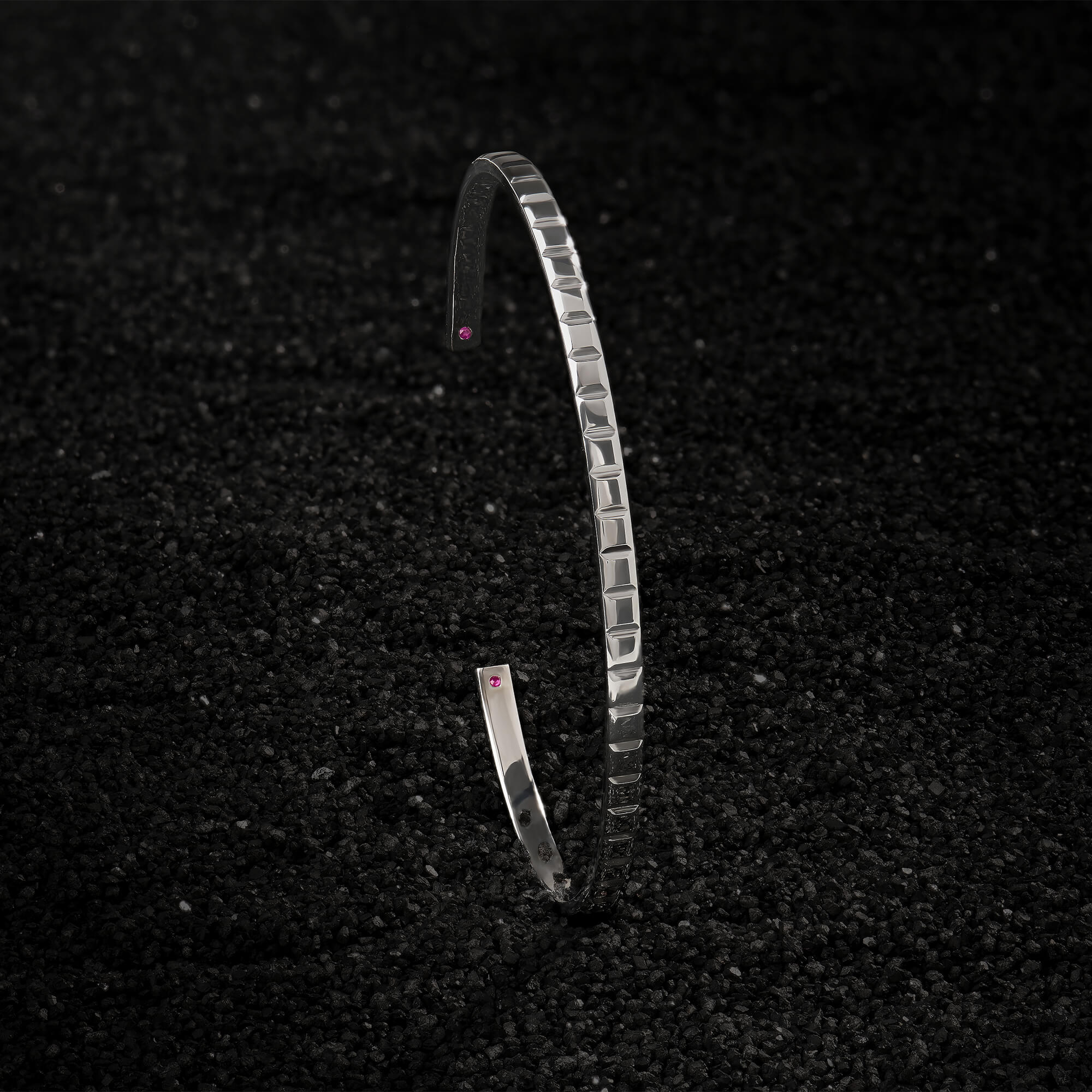925 Solid Silver Cube Design Cuff Bracelet