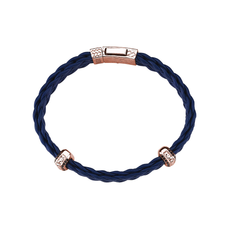 Iconic Elements Leather Bracelet in Solid Rose Gold