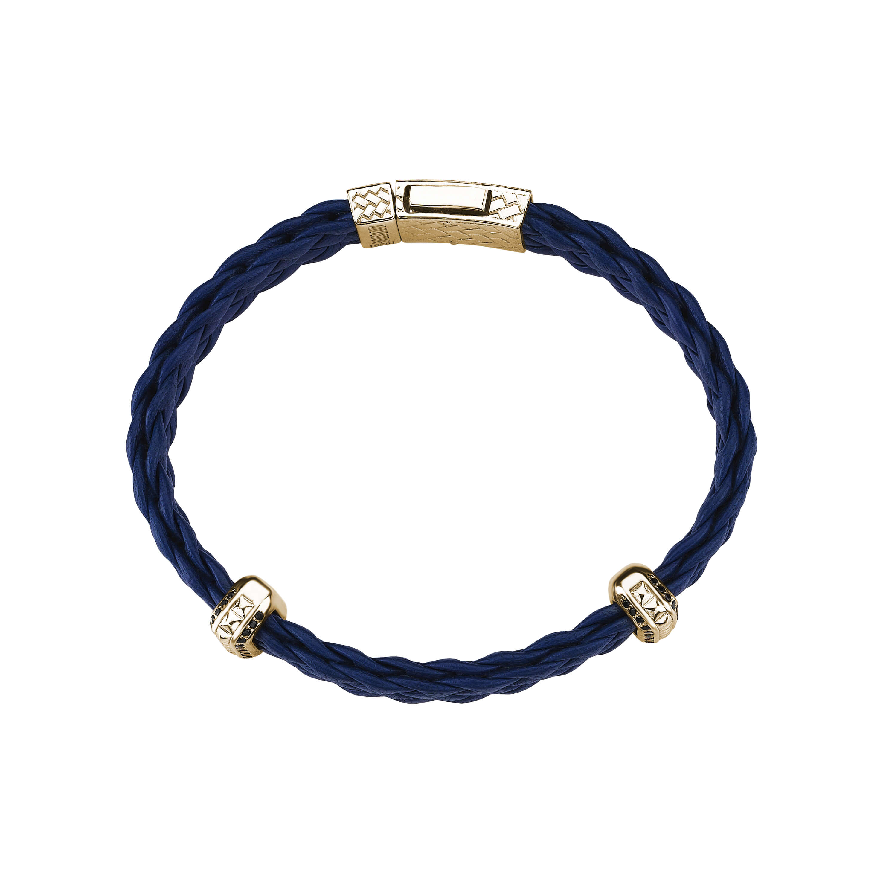 Iconic Elements Leather Bracelet in Solid Yellow Gold