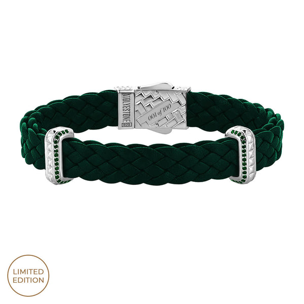 Men's 0.40ct Emerald Elements Green Leather Bracelet