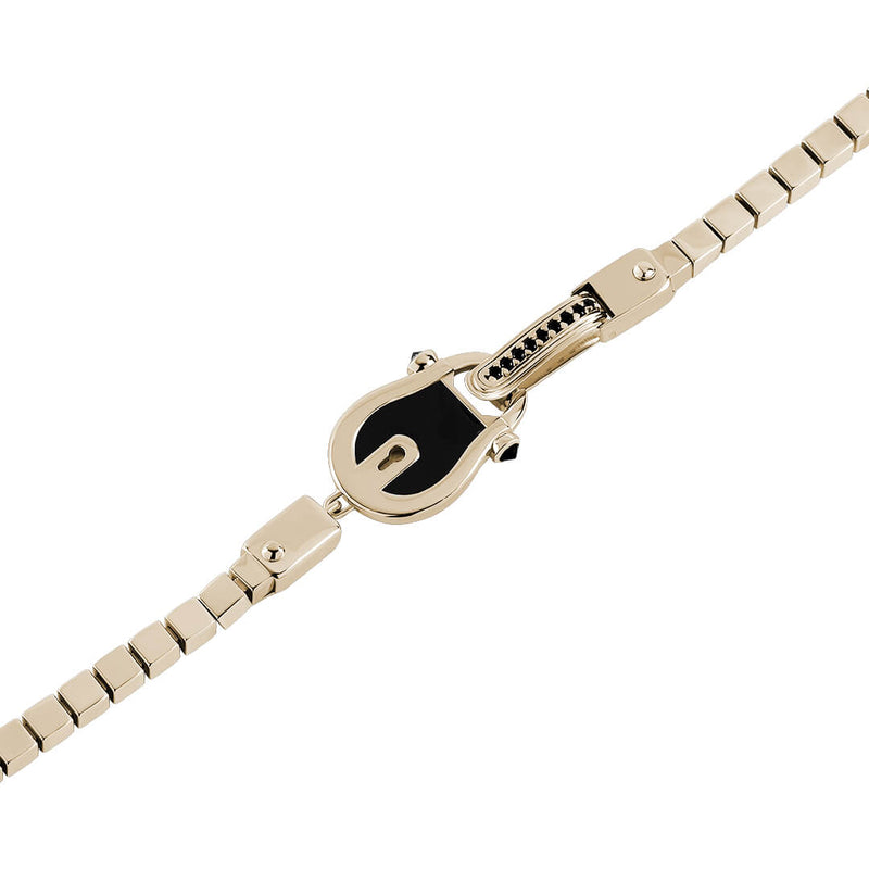 Iconic Enamel Lock Chain Buckle Charm in Solid Yellow Gold