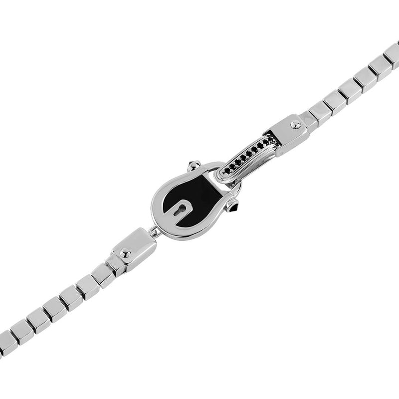 Iconic Enamel Lock Bracelet Buckle Charm in 925 Sterling Silver