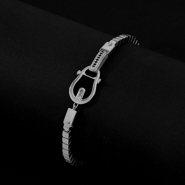 Atolyestone Men's Iconic Enamel Lock Chain Bracelet in 925 Solid Silver