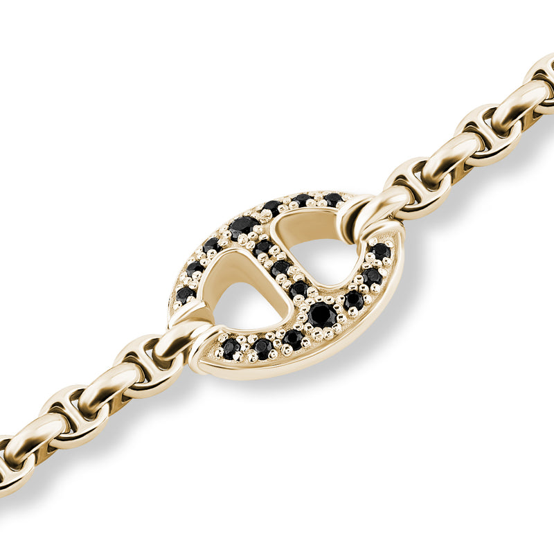 Solid Yellow Gold Charm Mariner Chain Bracelet