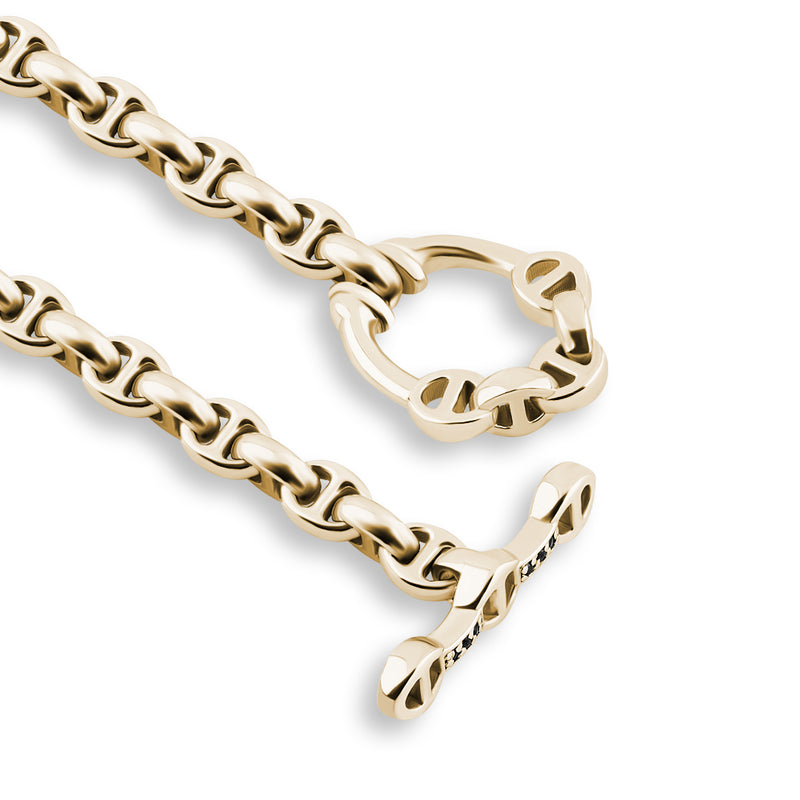 Real Yellow Gold Charm Mariner Chain Bracelet