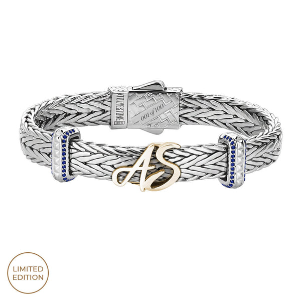 Iconic Sapphire Statement Woven Elements Bangle in 925 Silver and 14K Solid Gold