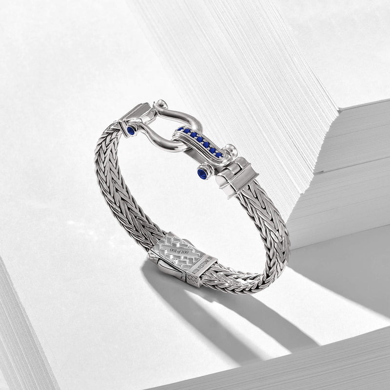 925 Sterling Silver Iconic Sapphire Woven Bangle - Limited Edition