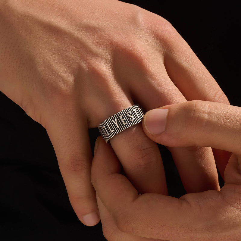 Men's Personalized Band Ring in 925 Sterling Silver