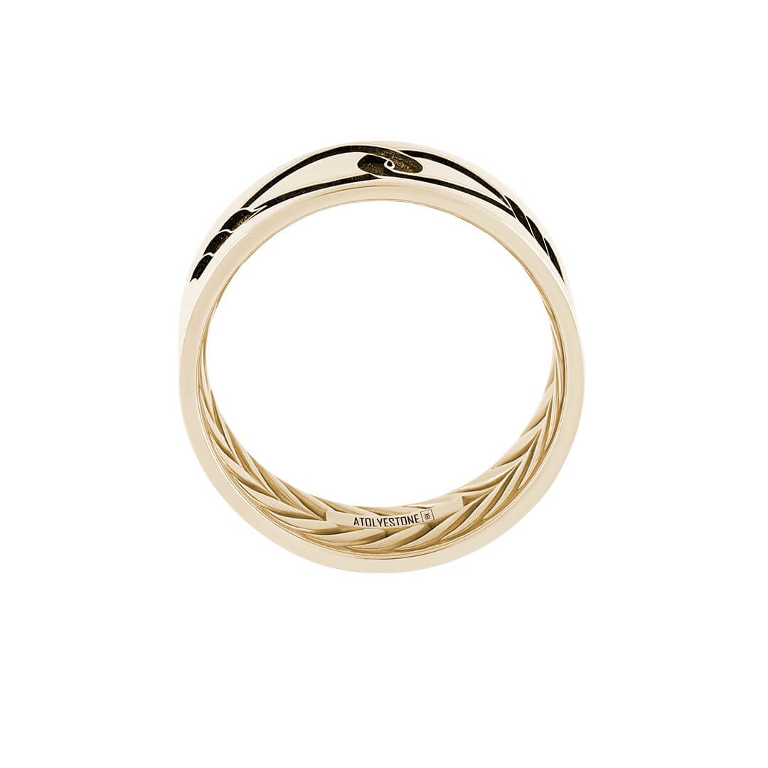 Men's Infinity Engraved Solid Gold Band Ring