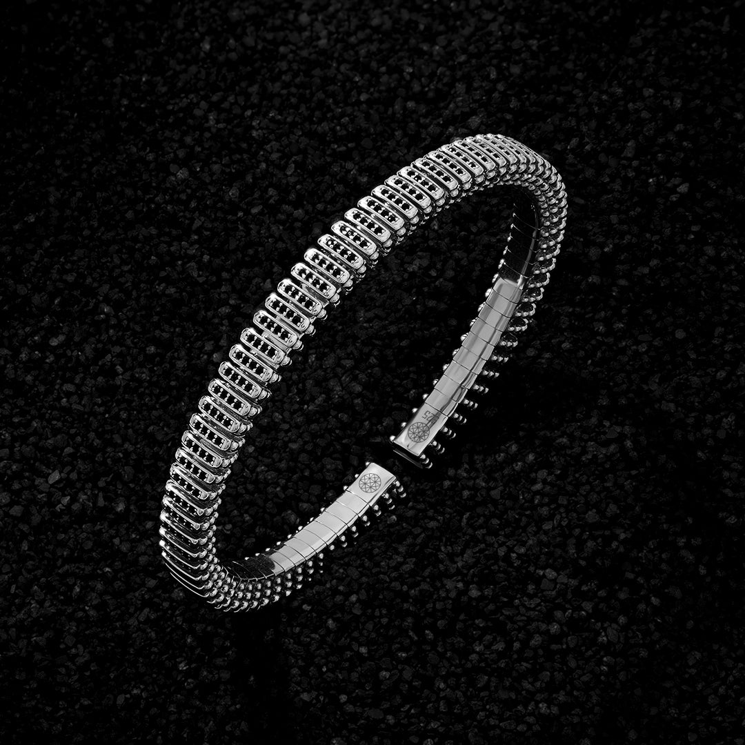 Atolyestone 925 Sterling Silver Infinity Grid Cuff for Men
