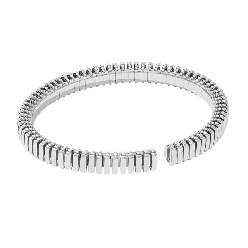 Atolyestone Men's Solid Gold Infinity Grid Cuff - White Gold