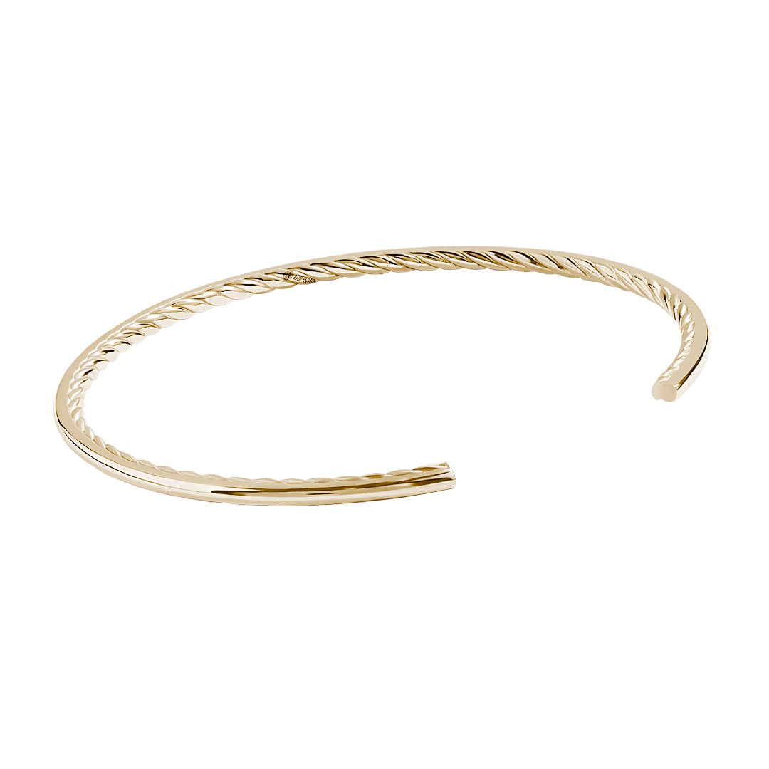 Real Gold Inner Twist Thin Cuff Bracelet - Yellow Gold