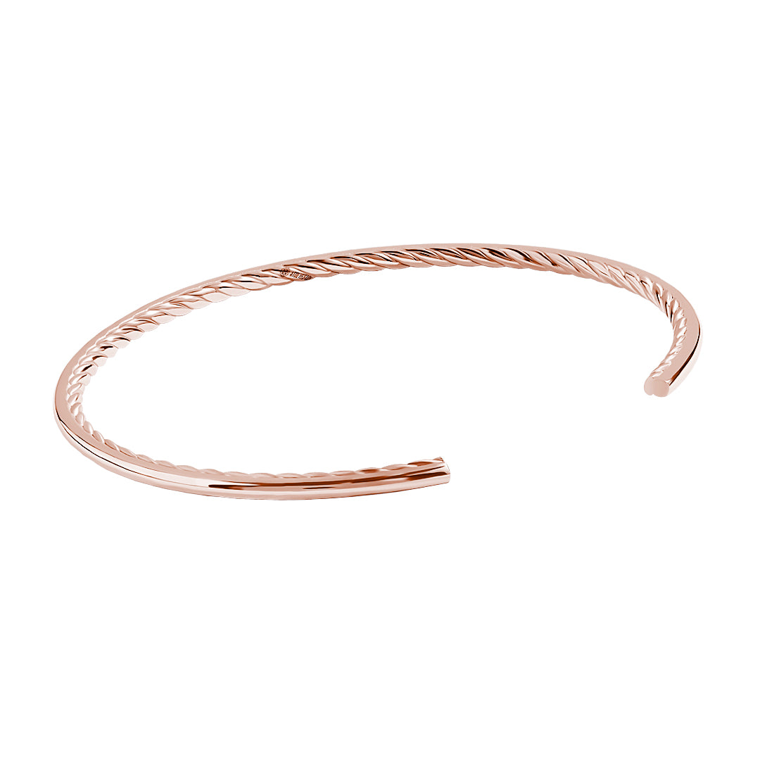 Real Gold Inner Twist Thin Cuff Bracelet - Rose Gold