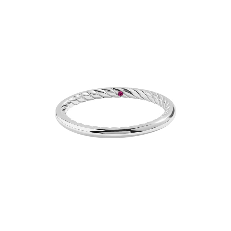 Solid Gold Inner Twist Ring - White Gold