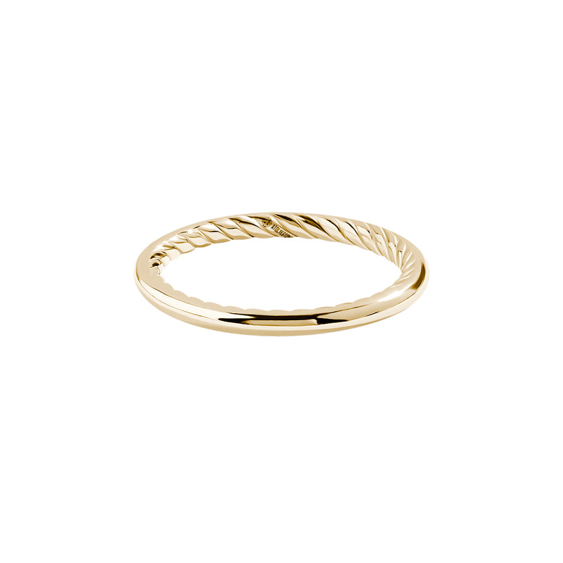 Solid Gold 2mm Minimalist Ring with Hidden Twist Detail