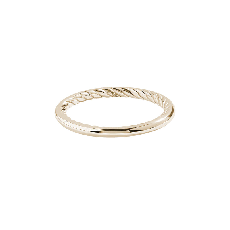 Solid Gold 2mm Minimalist Ring with Hidden Twist Detail
