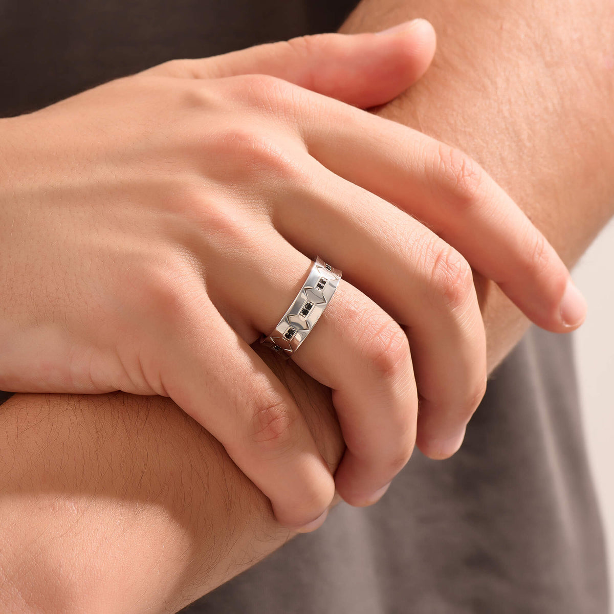 Men's Iron Edge Band Ring in 925 Sterling Silver
